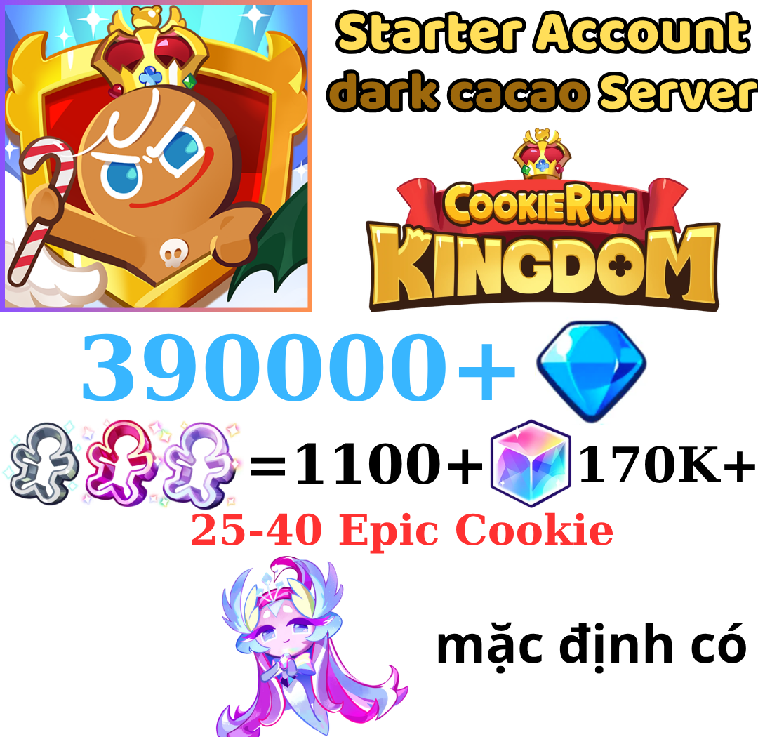 [GLOBAL/Darkcacao]390000+ Gems | Sugar Swan Cookie | Cookie Run: Kingdom Starter Reroll Account